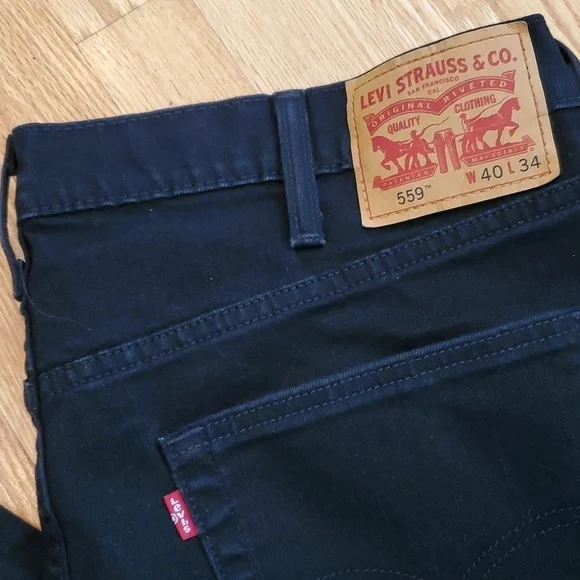 Levis 559 straight leg black jeans 40x31.5 act inseam -inv M1 - Picture 2 of 6
